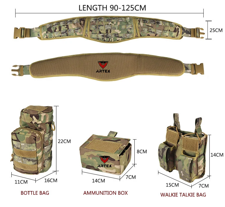 1000d Polyester Multi-Functional Military and Army Tactical Belt Multifunctional Tactical Padded Belt