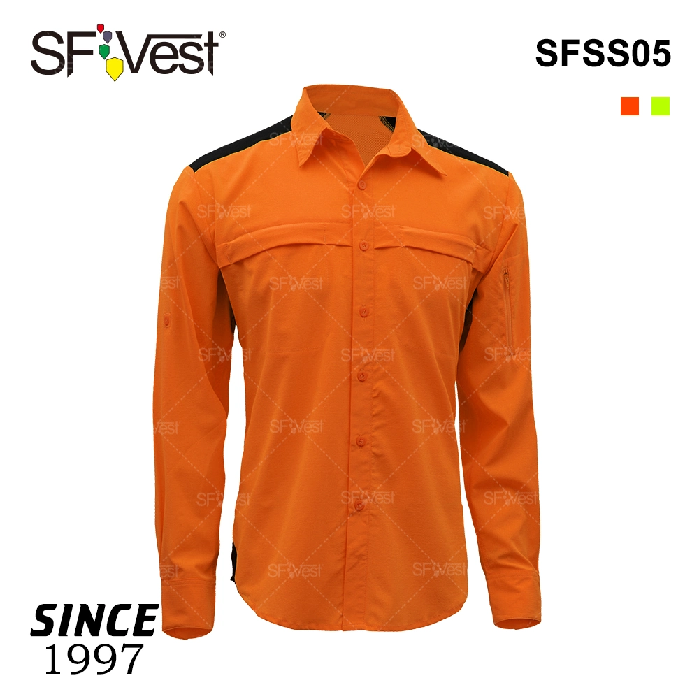 Breathable Hi Viz Safety Work Shirts PPE Security Workers Wear Uniform