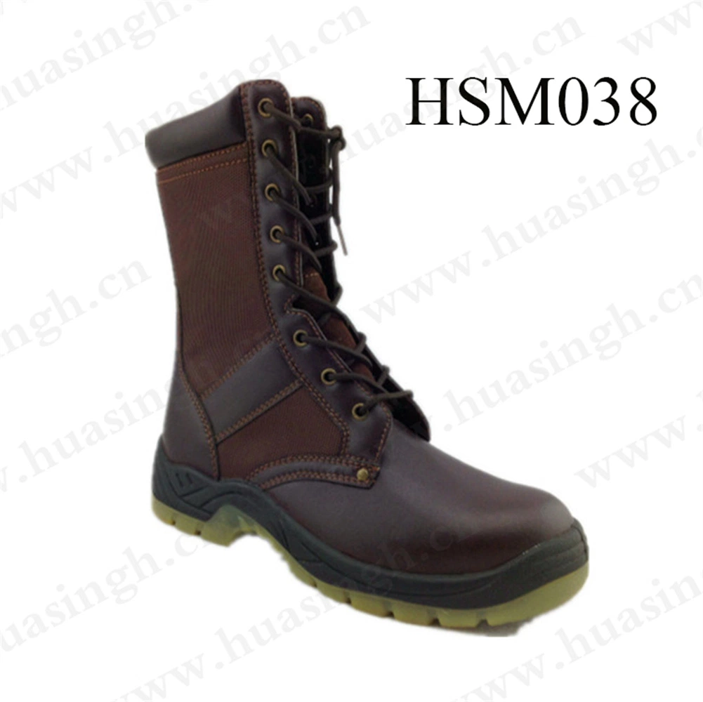 Ywq, Brown PU/PU Injection Outsole Combat Boot for Sale Hsm038