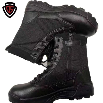 Double Safe Ready to Ship Breathabke Black Police Style Lightweight Anti Slip Military Tactical Combat Safety Boots